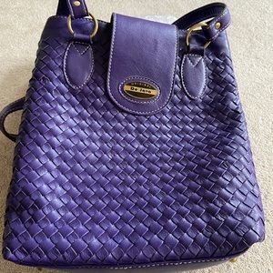 New leather handbag purple